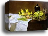 Still Life with Melon and Peaches by Edouard Manet, Canvas Print