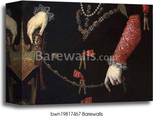 Portrait of Queen Isabel de Valois. Detail by Sofonisba Anguissola, Canvas Print