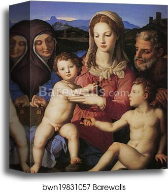 The Madonna and Child with St.Elisabeth and the Infant St. John the Baptist by Agnolo Bronzino, Canvas Print