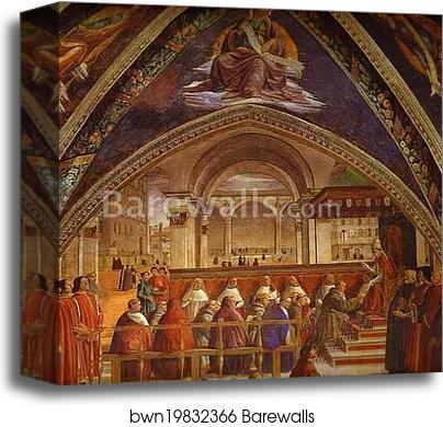 The Confirmation of the Rule of the Order of St. Francis by Pope Honorius III by Domenico Ghirlandaio, Canvas Print