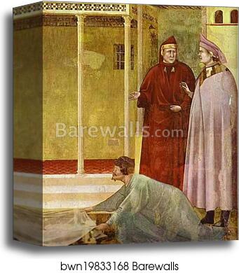 Homage of a Simple Man. Detail by Giotto, Canvas Print