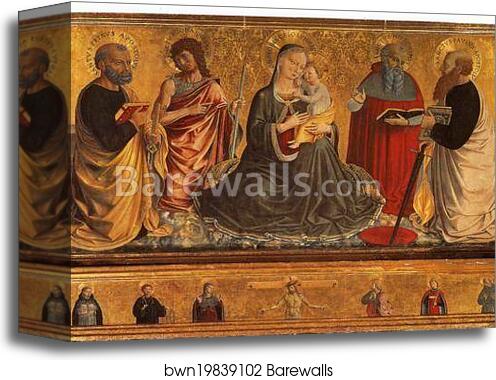 Madonna and Child with Saints John the Baptist, Peter, Jerome and Paul by Benozzo Gozzoli, Canvas Print