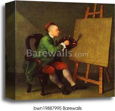 Hogarth Painting the Comic Muse by William Hogarth, Canvas Print