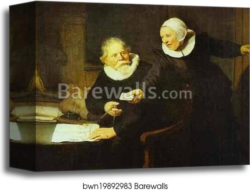 The Shipbuilder Jan Rijcksen and His Wife Griet Jans by Rembrandt Harmenszoon Van Rijn, Canvas Print