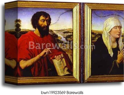 Braque Triptych. Detail by Rogier Van Der Weyden, Canvas Print