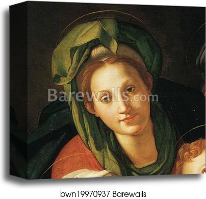 Holy Family with St.Elizabeth (or St. Anne?) and the Infant St. John the Baptist. Detail by Agnolo Bronzino, Canvas Print