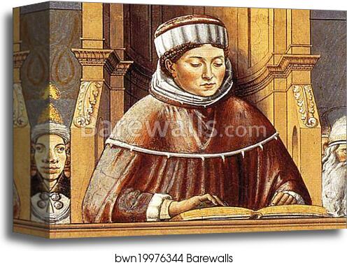 St. Augustine Teaching in Rome. Detail by Benozzo Gozzoli, Canvas Print