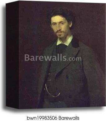 Portrait of the Artist Ilya Repin by Ivan Kramskoy, Canvas Print