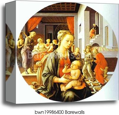 Madonna and Child with Stories of the Life of St. Anne by Fra Filippo Lippi, Canvas Print