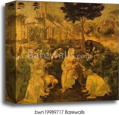 Adoration of the Magi by Leonardo Da Vinci, Canvas Print