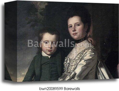 Portrait of a Lady and a Child. Detail by George Romney, Canvas Print