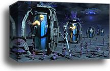 Grey Aliens awaking humanoid clones in bio-transport containers by Mark Stevenson/Stocktrek Images, Canvas Print