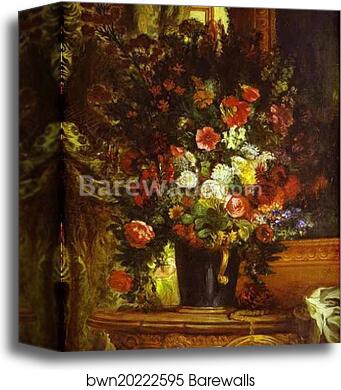 A Vase of Flowers on a Console by Eugène Delacroix, Canvas Print A Vase of Flowers on a Console by Eugène Delacroix, Canvas Print