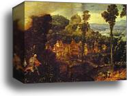Flight into Egypt by Herri De Patinir, Called Herri Met De Bles, Canvas Print