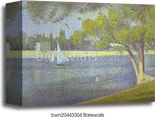 The Siene at La Grande Jatte, Spring by Georges Seurat, Canvas Print
