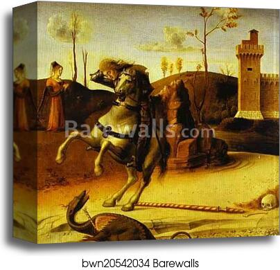 Pesaro Altarpiece. Predella: St. George Fights the Dragon by Giovanni Bellini, Canvas Print