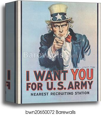 I want you for the U.S. Army - Nearest Recruiting Station by James Montgomery Flagg, Canvas Print