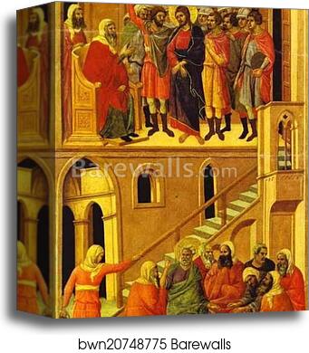 Maestà (back, central panel) Jesus Before Annas. St. Peter First Denying Jesus by Duccio Di Buoninsegna, Canvas Print