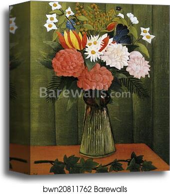 Flowers in a Vase. / Bouquet de fleurs by Henri Rousseau, Canvas Print