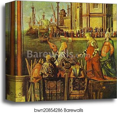 The Legend of St. Ursula: The Meeting of the Betrothed and the Departure for the Pilgrimage. Detail by Vittore Carpaccio, Canvas Print