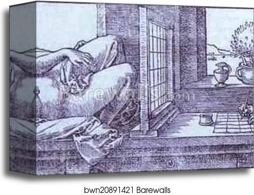 Draughtsman Drawing a Recumbent Woman by Albrecht Dürer, Canvas Print