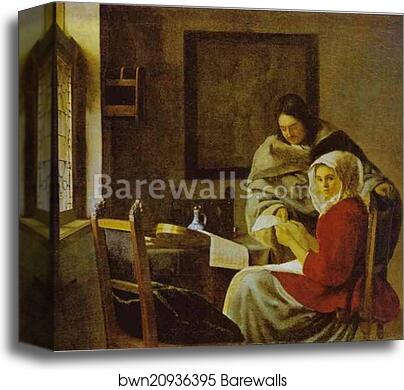 Girl Interrupted at Her Music by Jan Vermeer, Canvas Print