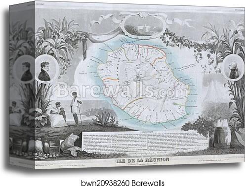 Ile de La Reunion Colonie Francaise (ocean indien) by Victor Jules Levasseur, Canvas Print