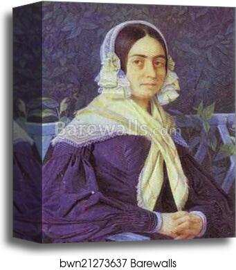 Portrait of an Unknown Woman in a Violet Dress by Evgraf Krendovsky, Canvas Print
