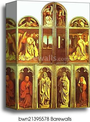 The Ghent Altarpiece with altar wings closed by Jan Van Eyck, Canvas Print