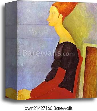 Portrait of Jeanne Hébuterne in Profile by Amedeo Modigliani, Canvas Print