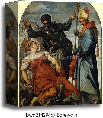 Saint George, Saint Louis, and the Princess by Jacopo Robusti, Called Tintoretto, Canvas Print