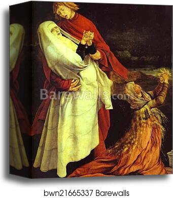 The Crucifixion. Detail. Virgin Mary, St. John Evangelist and St. Mary Magdalene by Matthias Grünewald, Canvas Print The Crucifixion. Detail. Virgin Mary, St. John Evangelist and St. Mary Magdalene by Matthias Grünewald, Canvas Print