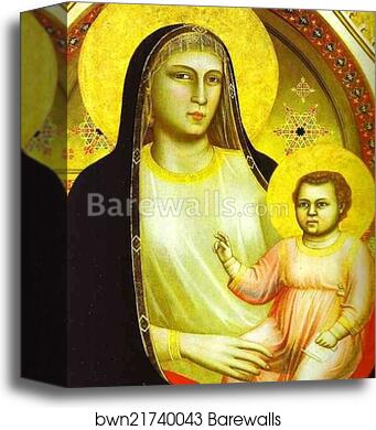 Madonna and Child Enthroned with Saints (Ognissanti Madonna). Detail by Giotto, Canvas Print