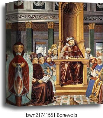 St. Augustine Teaching in Rome. Detail by Benozzo Gozzoli, Canvas Print
