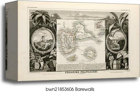 Colonies françaises (en Amérique) (Hémisphère boréal) by Victor Jules Levasseur, Canvas Print Colonies françaises (en Amérique) (Hémisphère boréal) by Victor Jules Levasseur, Canvas Print