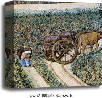 Les trÄ�s riches heures du Duc de Berry. September. Château de Saumur. Detail by Limbourg Brothers, Canvas Print