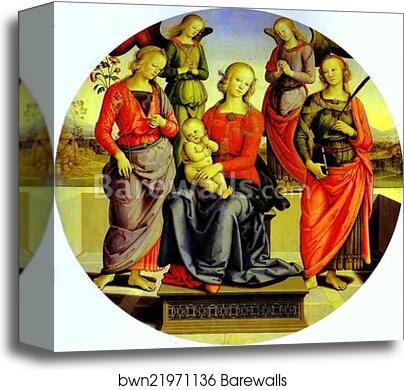 The Virgin and Child Surrounded by Two Angels, St. Rose, and St. Catherine by Pietro Perugino, Canvas Print