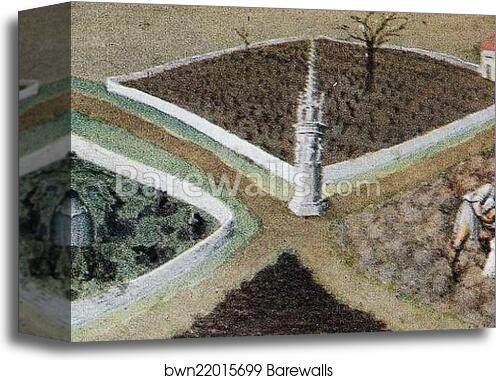 Les trÄ�s riches heures du Duc de Berry. March. Château de Lusignan. Detail by Limbourg Brothers, Canvas Print