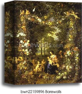 Holy Family in a Flower and Fruit Wreath by Jan Brueghel The Elder, Canvas Print Holy Family in a Flower and Fruit Wreath by Jan Brueghel The Elder, Canvas Print