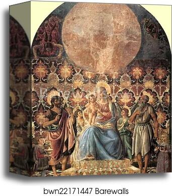 Madonna and Child with Angels, SS. John the Baptist and Jerome, and Two Youths from the Pazzi Household by Andrea Del Castagno, Canvas Print