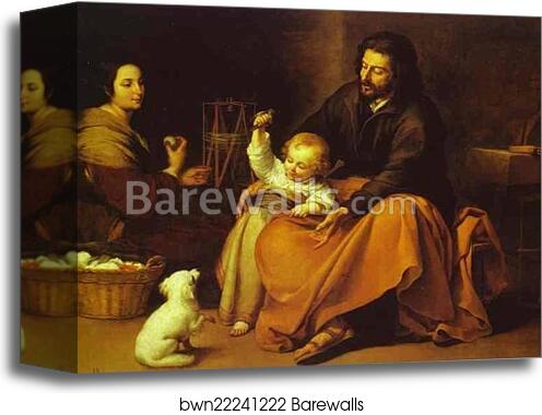 The Holy Family with a Little Bird by Bartolomé Esteban Murillo, Canvas Print
