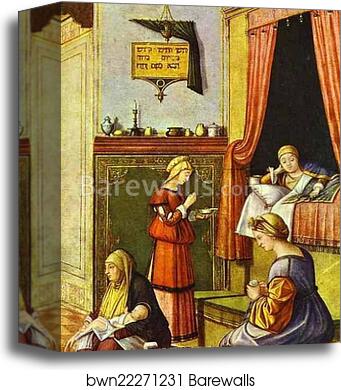 Birth of the Virgin. Detail by Vittore Carpaccio, Canvas Print