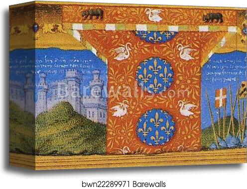 Les trÄ�s riches heures du Duc de Berry. January. A New Year's Day Feast including Jean de Berry. Detail by Limbourg Brothers, Canvas Print