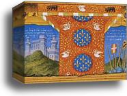 Les tr�s riches heures du Duc de Berry. January. A New Year's Day Feast including Jean de Berry. Detail by Limbourg Brothers, Canvas Print