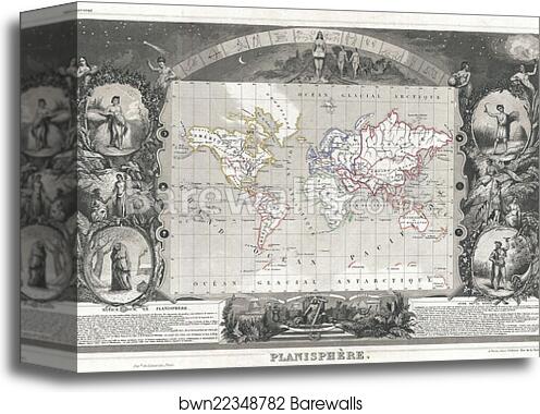 Planisphere by Victor Jules Levasseur, Canvas Print