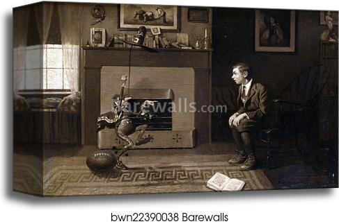 The Magic Foot-ball, 'I thought you were wrong,' he said in triumph. 'You said it was nine! Stupid!' by Norman Rockwell, Canvas Print The Magic Foot-ball, 'I thought you were wrong,' he said in triumph. 'You said it was nine! Stupid!' by Norman Rockwell, Canvas Print