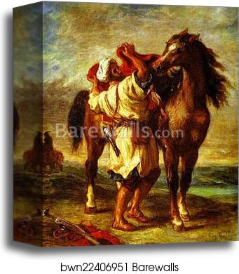 Arab Saddling His Horse by Eugène Delacroix, Canvas Print