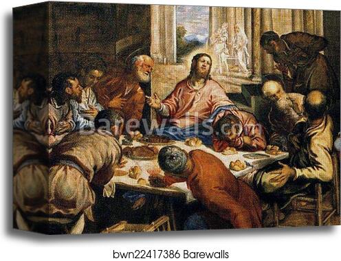 Last Supper. Detail by Jacopo Robusti, Called Tintoretto, Canvas Print