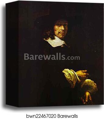 Portrait of a Gentleman with a Tall Hat and Gloves by Rembrandt Harmenszoon Van Rijn, Canvas Print Portrait of a Gentleman with a Tall Hat and Gloves by Rembrandt Harmenszoon Van Rijn, Canvas Print