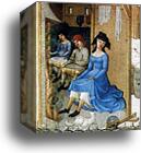 Les tr�s riches heures du Duc de Berry. February. Detail by Limbourg Brothers, Canvas Print